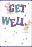 This get well card radiates playful warmth and hope, perfect for sending heartfelt wishes across Petts Wood. Centered on the card, a teddy bear and a puppy playfully hold aloft the large, colourful letters of 'Get Well,' their lush, illustrated fur inviting the mind to imagine a soft, comforting embrace. The deep indigo and teal of the text pop against the smooth, subtle cream backdrop, while scattered stars of blue and violet add a twinkle of whimsy around the joyful duo. There's a lively optimism in every detail, much like the sense of renewal brought by a vibrant bouquet from a Petts Wood florist-especially for someone recuperating near Bickley or enjoying the tranquillity of Jubilee Park. This card, blending innocence, tactile charm, and emotional vitality, offers not just a message but a healing touch-a gentle companion to a fresh bouquet, both blooming with genuine comfort and kindness for someone dear in Petts Wood.